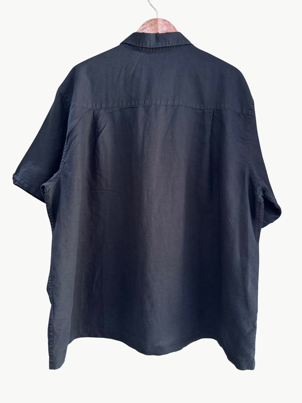 Linen Cotton Button Up Camp Shirt Relaxed Black 2XL Cafe Luna Casual Utility - Picture 8 of 10